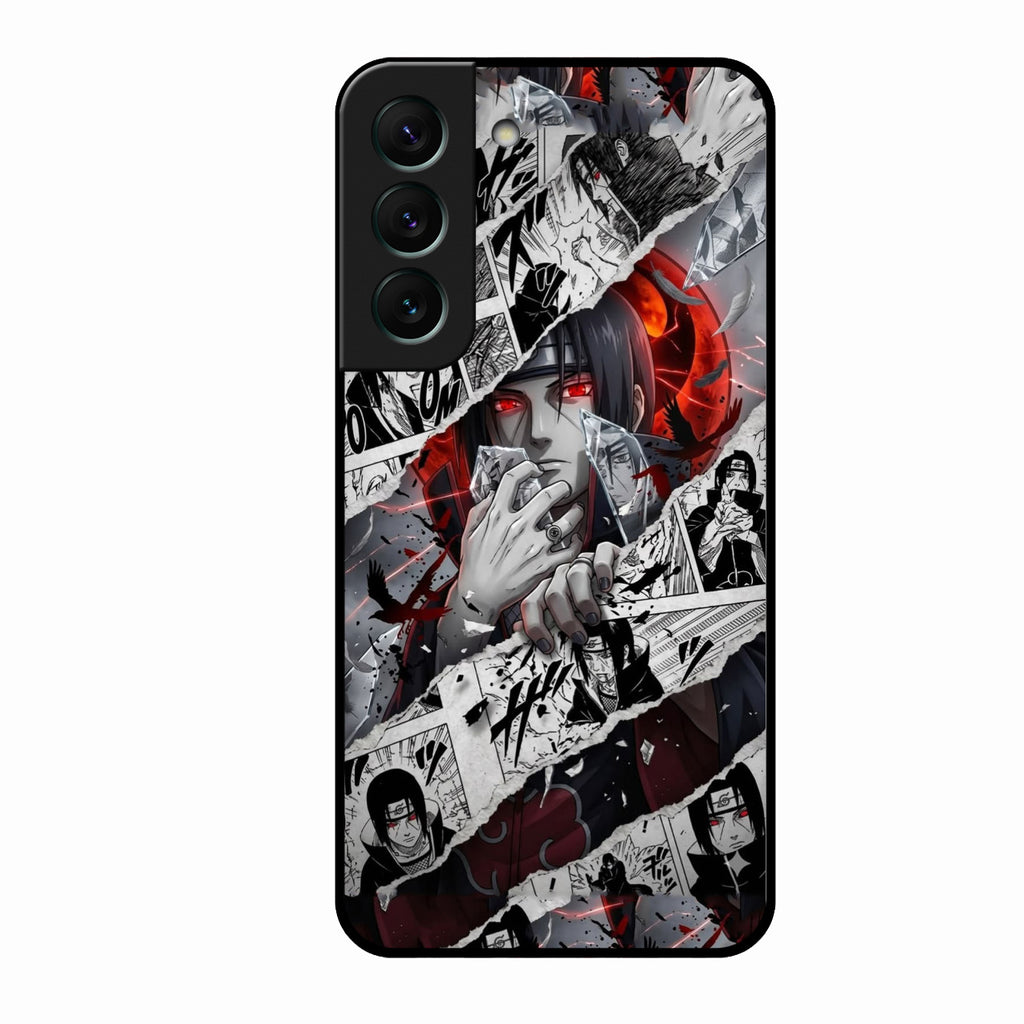 Itachi Uchiha Manga Collage Glass Phone Case for Samsung Galaxy S22 5G