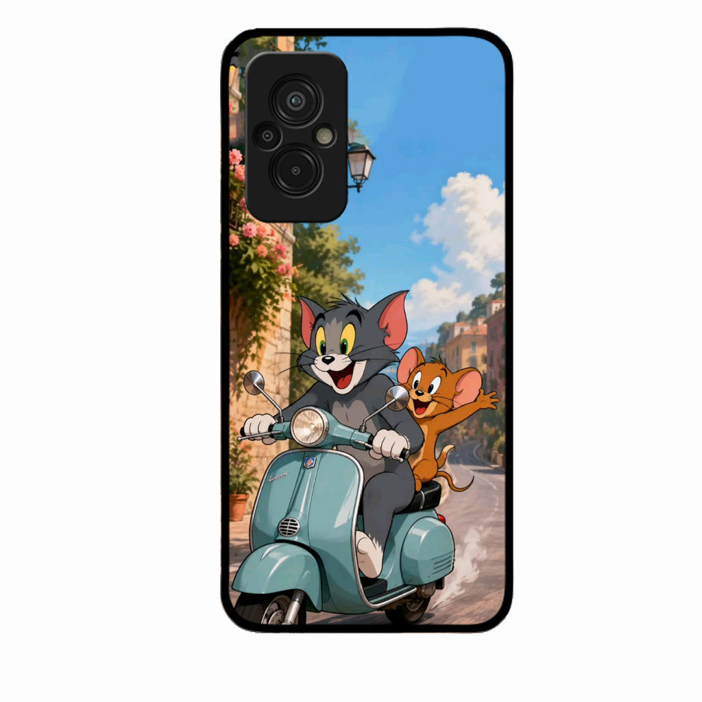 Cartoon Scooter Adventure Premium Glass Phone Case for Redmi 11 Prime 4G