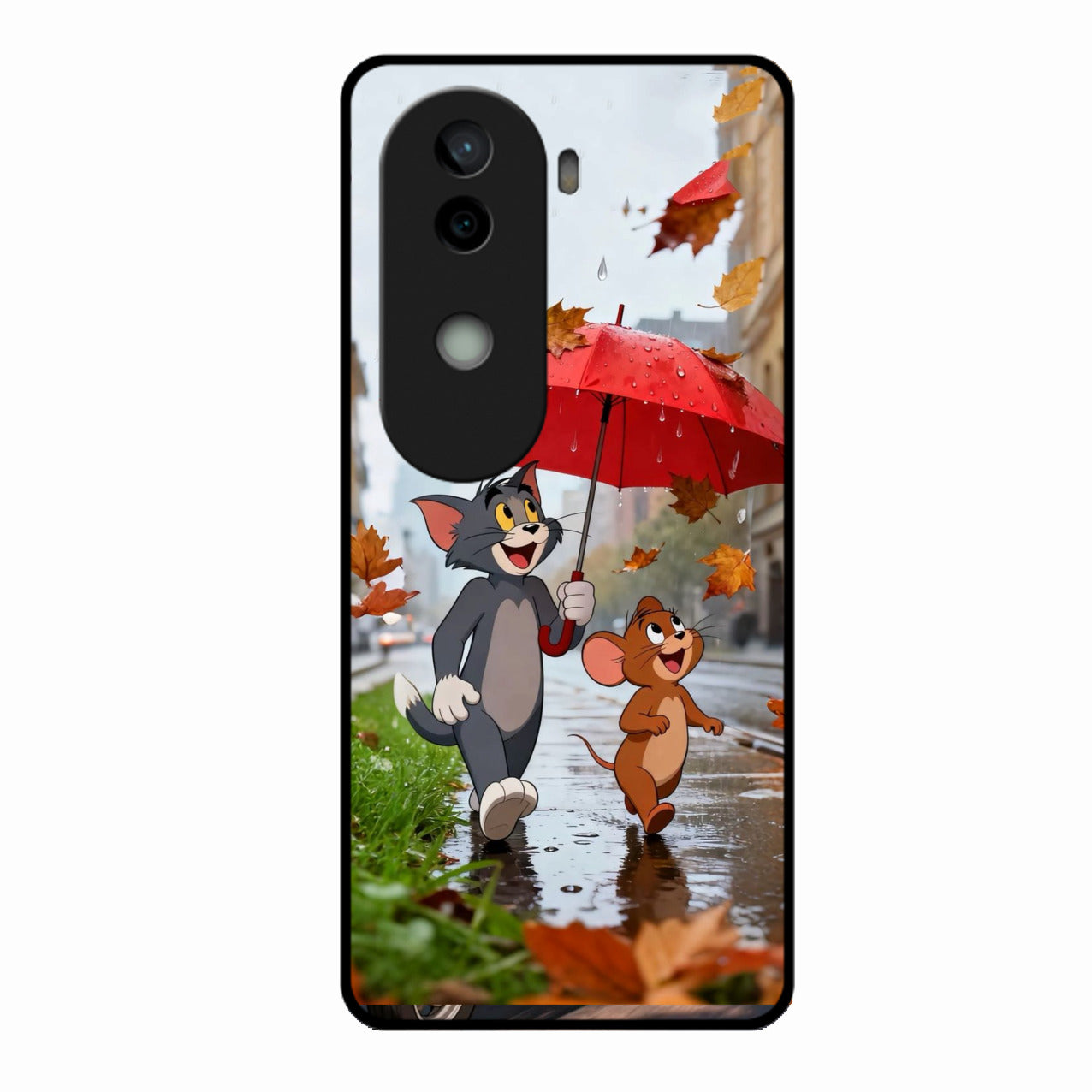 Rainy Day Cartoon Glass Phone Case for Vivo V40E 5G
