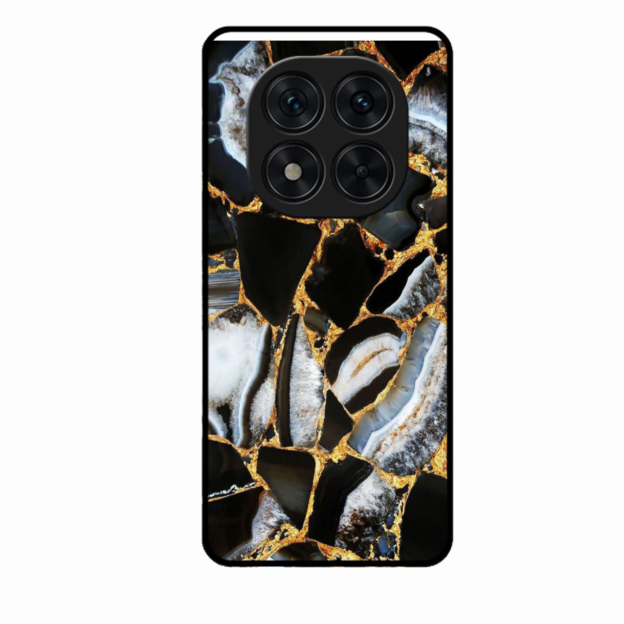 Black Gold Marble Glass Phone Case for Poco X7 5G