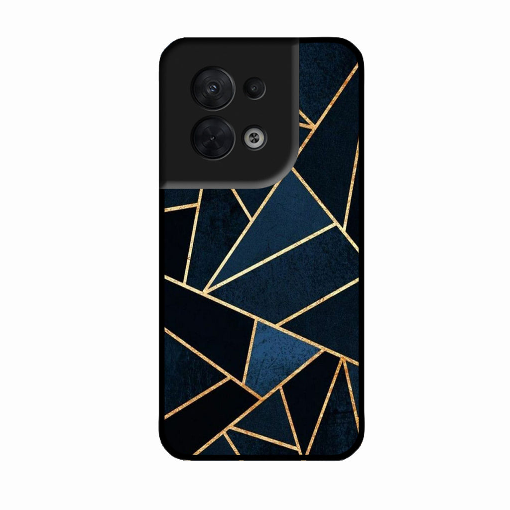 Midnight Gold Geometric Premium Glass Phone Case for Oppo Reno 8 5G