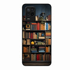 Colorful Bookshelf Art Glass Case Cover for Realme 8 5G