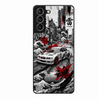 Japanese Wave Drift Racing Premium Glass Phone Case for Samsung Galaxy S21 Plus