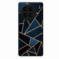 Midnight Gold Geometric Premium Glass Phone Case for Vivo X90 Pro 5G