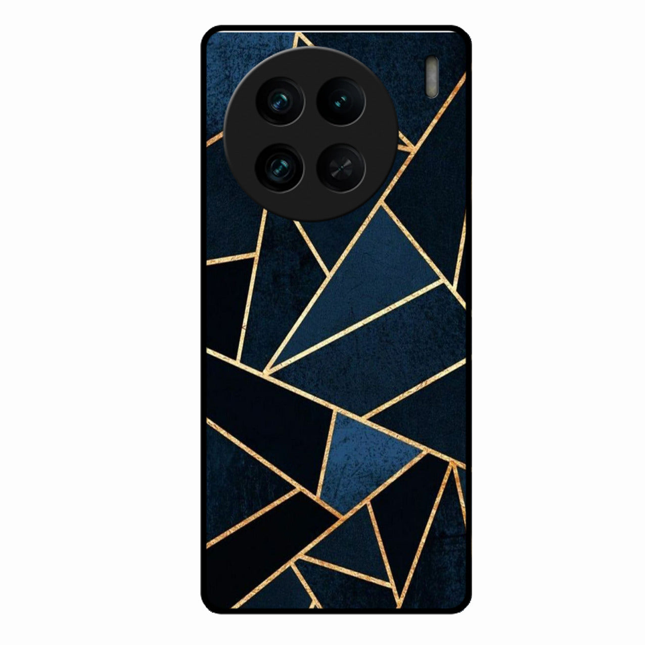 Midnight Gold Geometric Premium Glass Phone Case for Vivo X90 Pro 5G