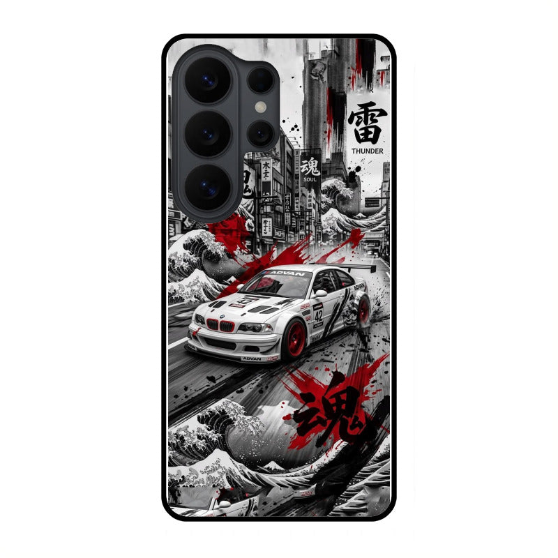 Japanese Wave Drift Racing Premium Glass Phone Case for Vivo Y18