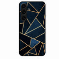 Midnight Gold Geometric Premium Glass Phone Case for Samsung Galaxy S25 5G
