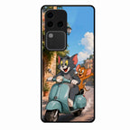 Cartoon Scooter Adventure Premium Glass Phone Case for Vivo V30 Pro 5G