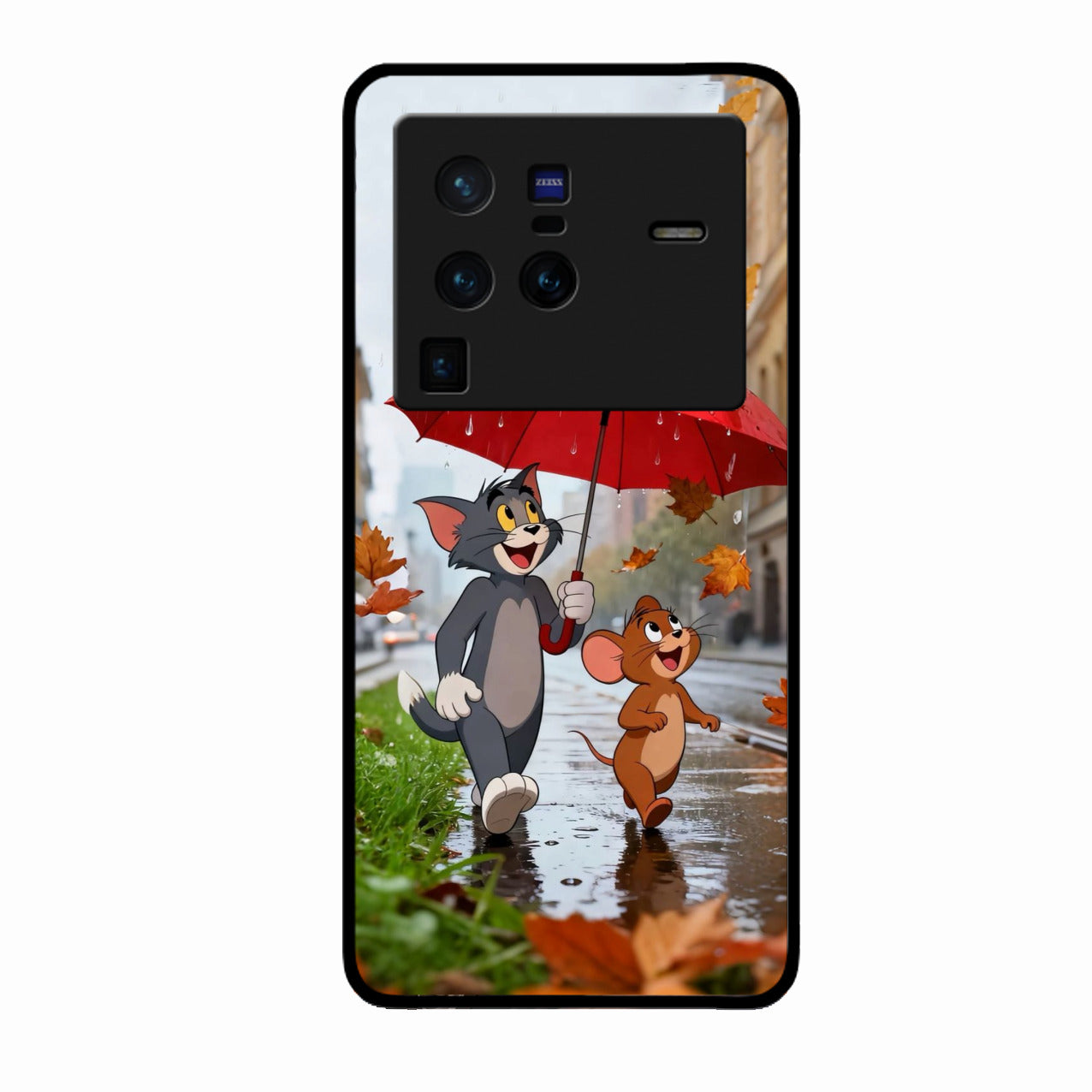 Rainy Day Cartoon Glass Phone Case for Vivo X80 Pro 5G