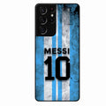 Blue Stripes Number 10 Football Glass Phone Case for Samsung Galaxy S21 Ultra