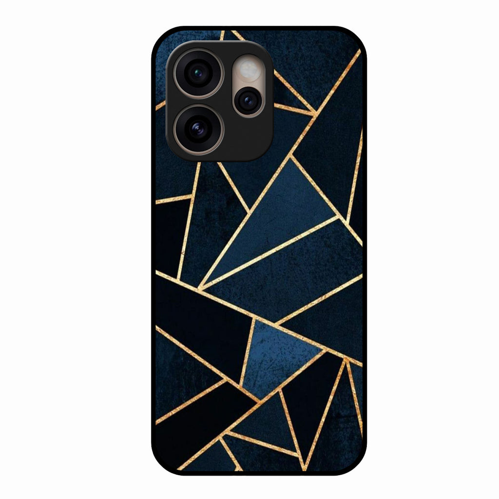 Midnight Gold Geometric Premium Glass Phone Case for Oppo Reno 15 Pro 5G