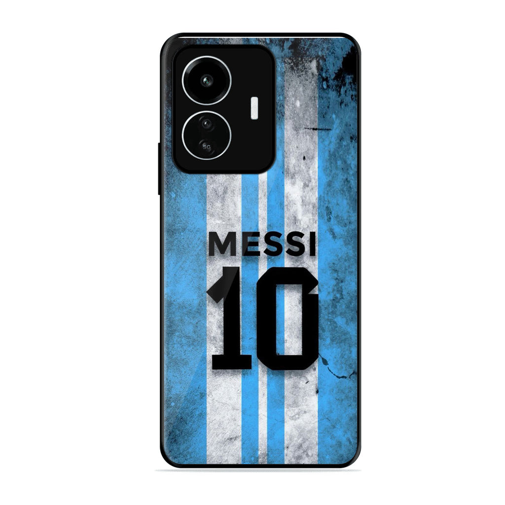 Blue Stripes Number 10 Football Glass Phone Case for Vivo X60 5G