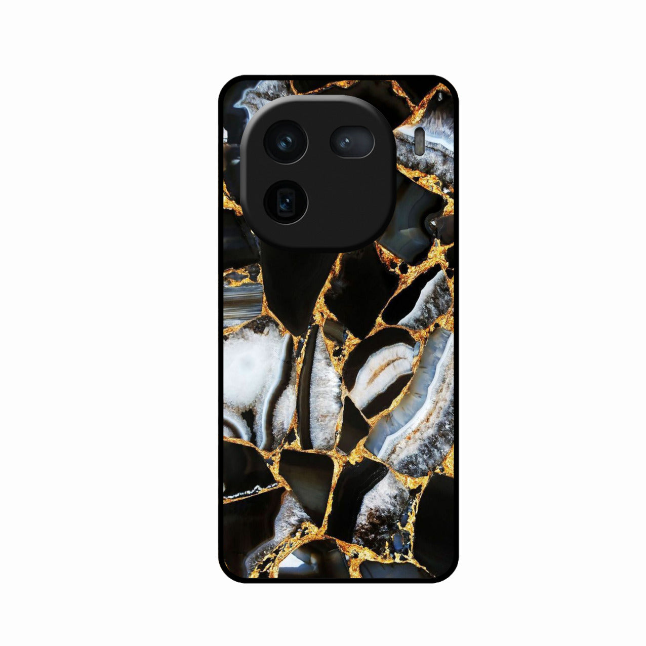 Black Gold Marble Glass Phone Case for iQOO 12 5G