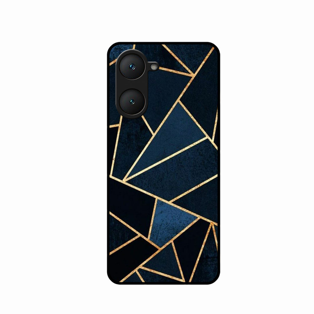 Midnight Gold Geometric Premium Glass Phone Case for iQOO Z9 Lite 5G