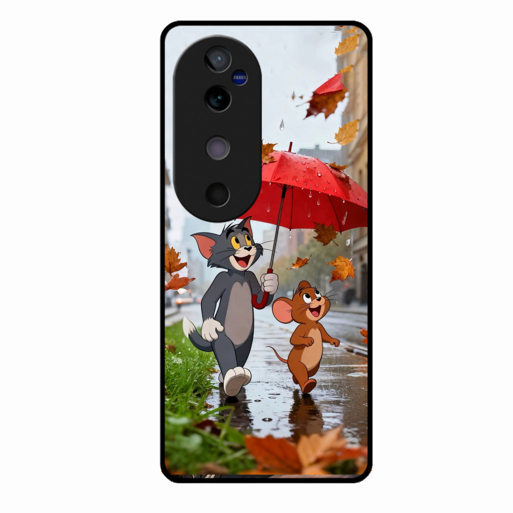 Rainy Day Cartoon Glass Phone Case for Vivo V40 Pro 5G