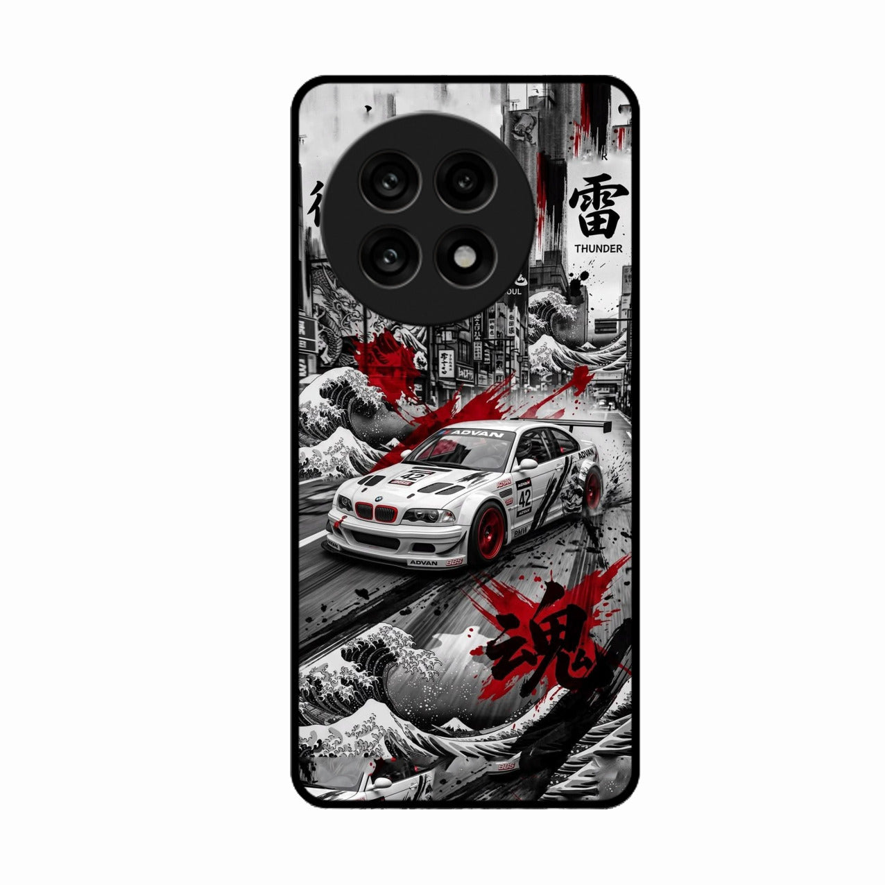 Japanese Wave Drift Racing Premium Glass Phone Case for Oneplus 13R 5G