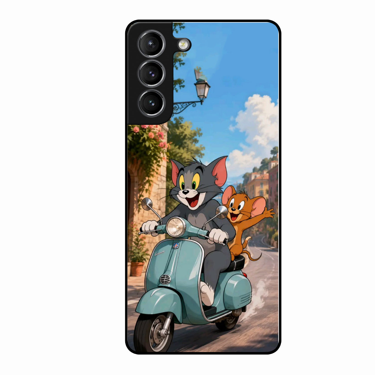 Cartoon Scooter Adventure Premium Glass Phone Case for Samsung Galaxy S21 Plus