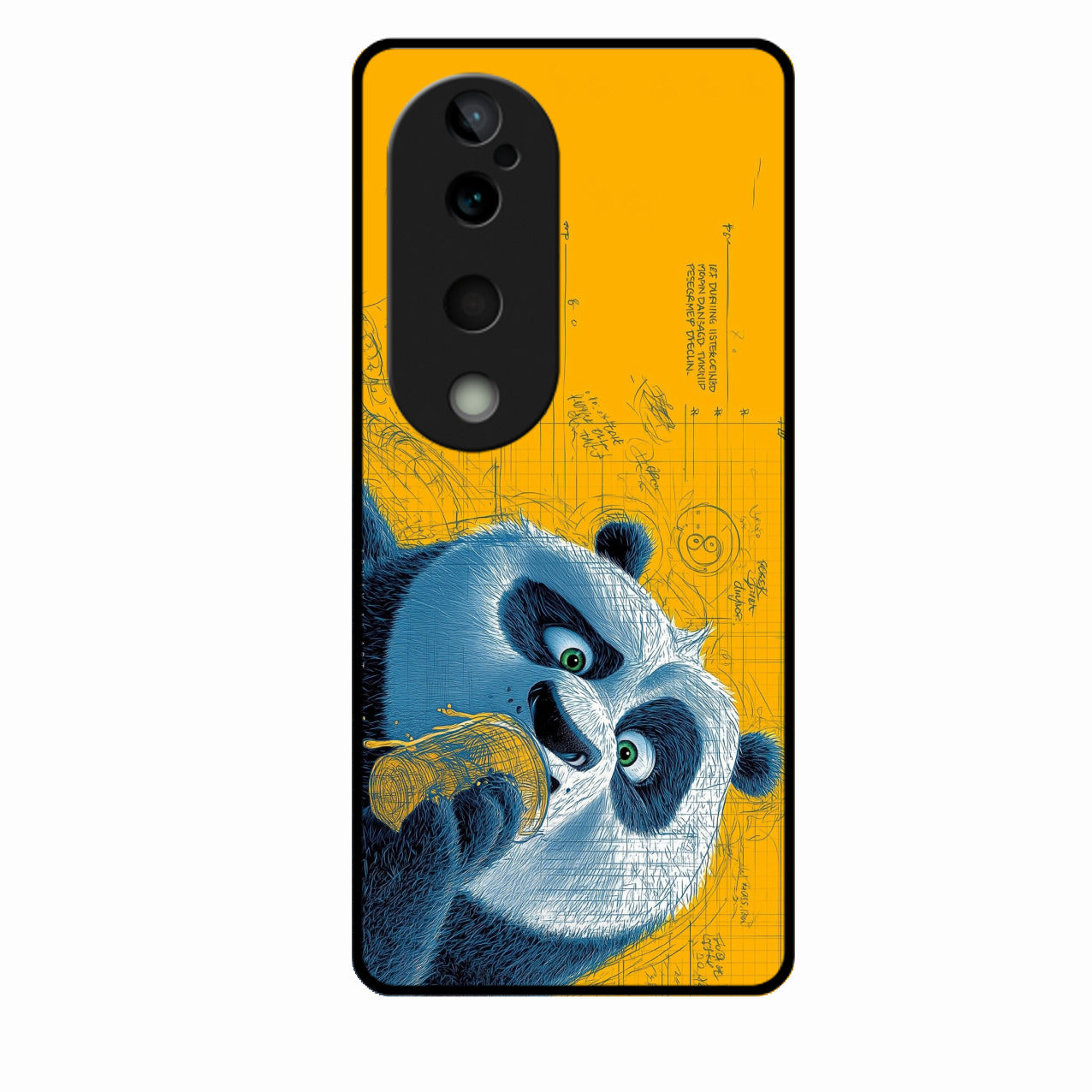 Cute Panda Sketch Premium Glass Phone Case for Vivo T3 Ultra