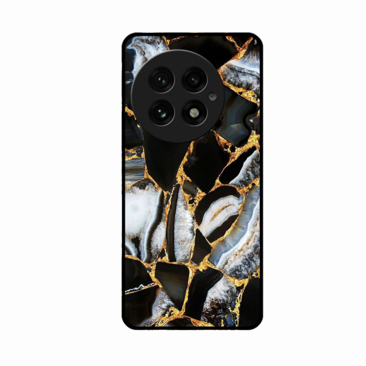 Black Gold Marble Glass Phone Case for Oneplus 13 5G