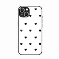 Heart Pattern White Glass Case Cover for iPhone 15 Plus