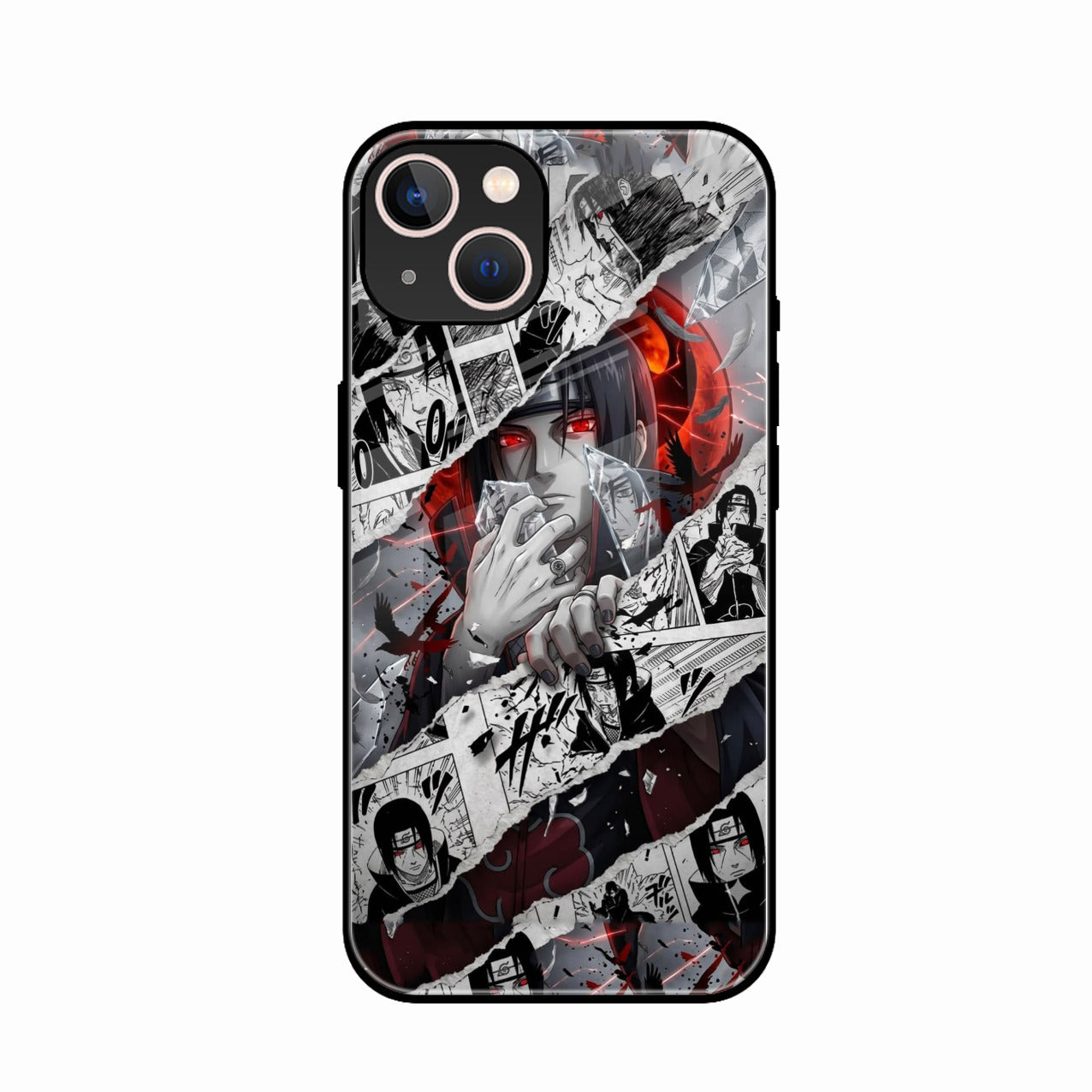 Itachi Uchiha Manga Collage Glass Phone Case for iPhone 14