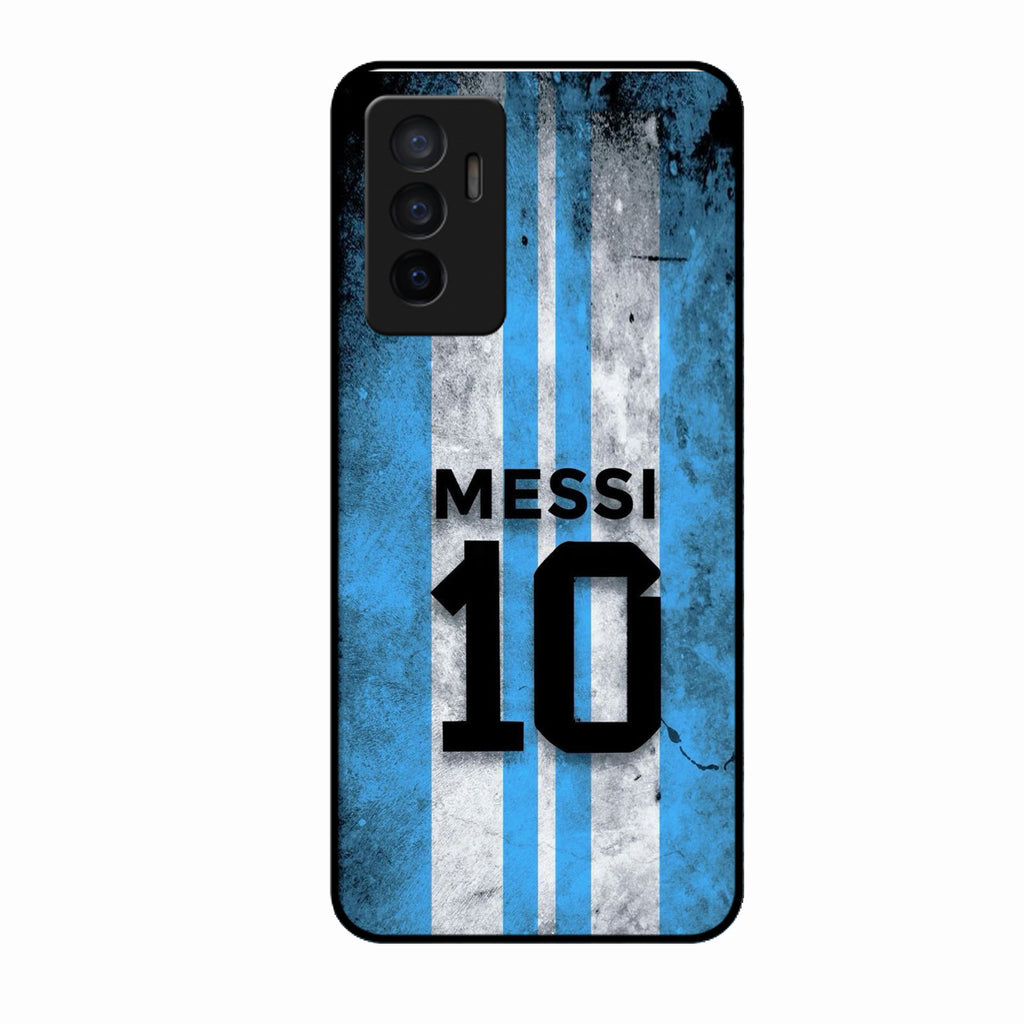 Blue Stripes Number 10 Football Glass Phone Case for Vivo V23E 5G