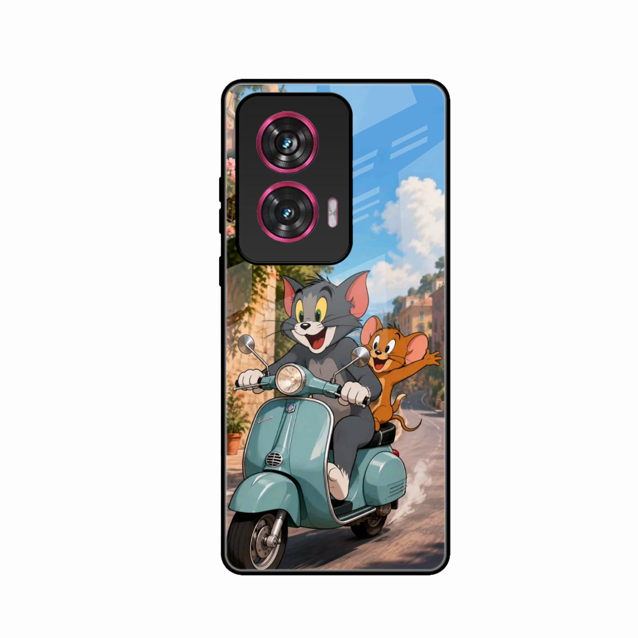 Cartoon Scooter Adventure Premium Glass Phone Case for Motorola G96 5G
