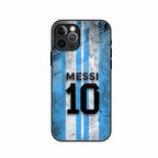 Blue Stripes Number 10 Football Glass Phone Case for iPhone 13 Pro