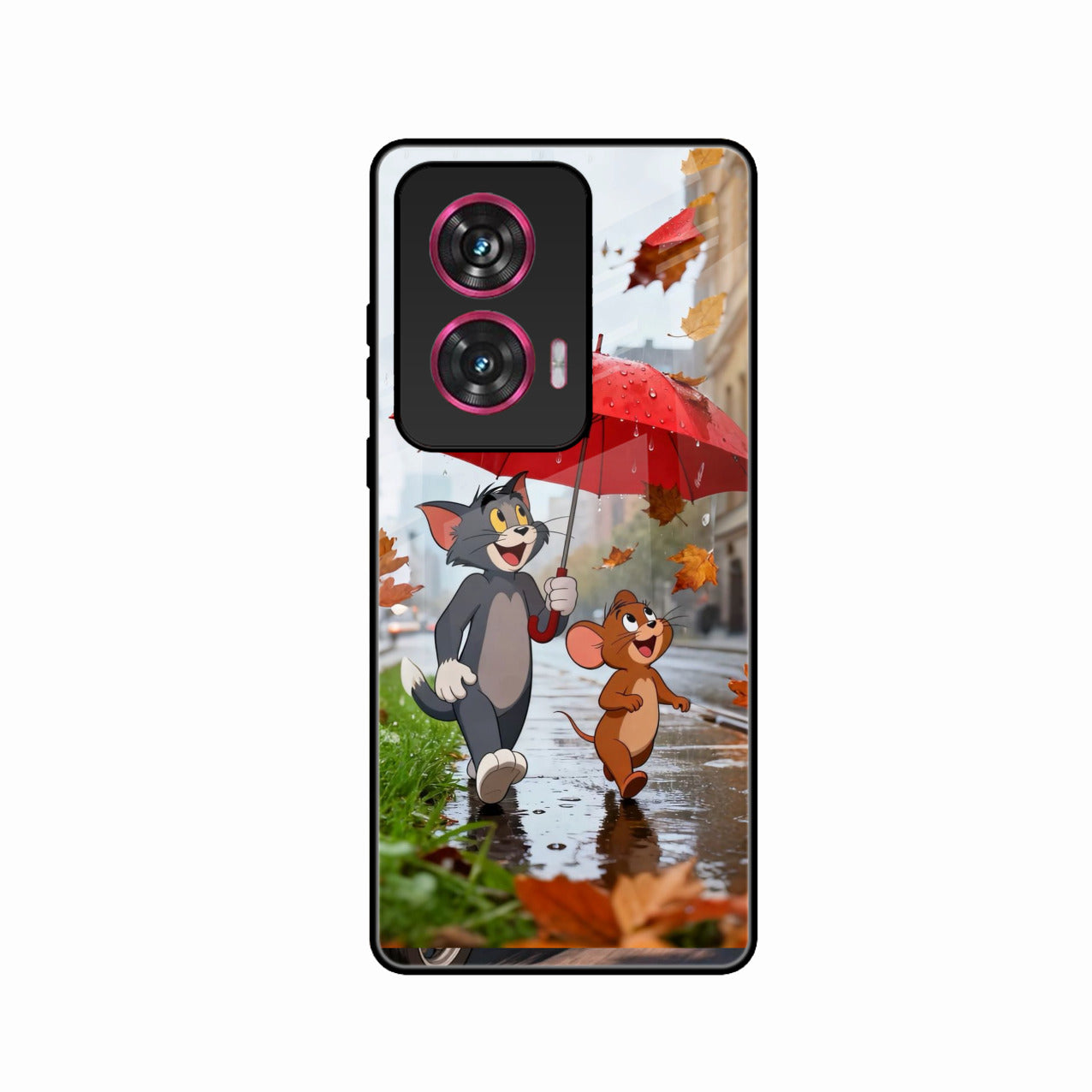 Rainy Day Cartoon Glass Phone Case for Motorola Edge 50 Fusion 5G