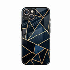 Midnight Gold Geometric Premium Glass Phone Case for iPhone 15
