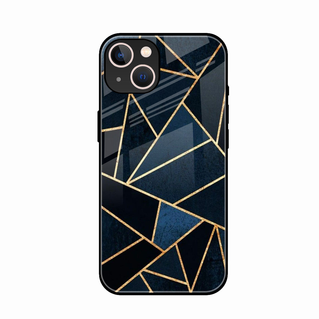 Midnight Gold Geometric Premium Glass Phone Case for iPhone 15