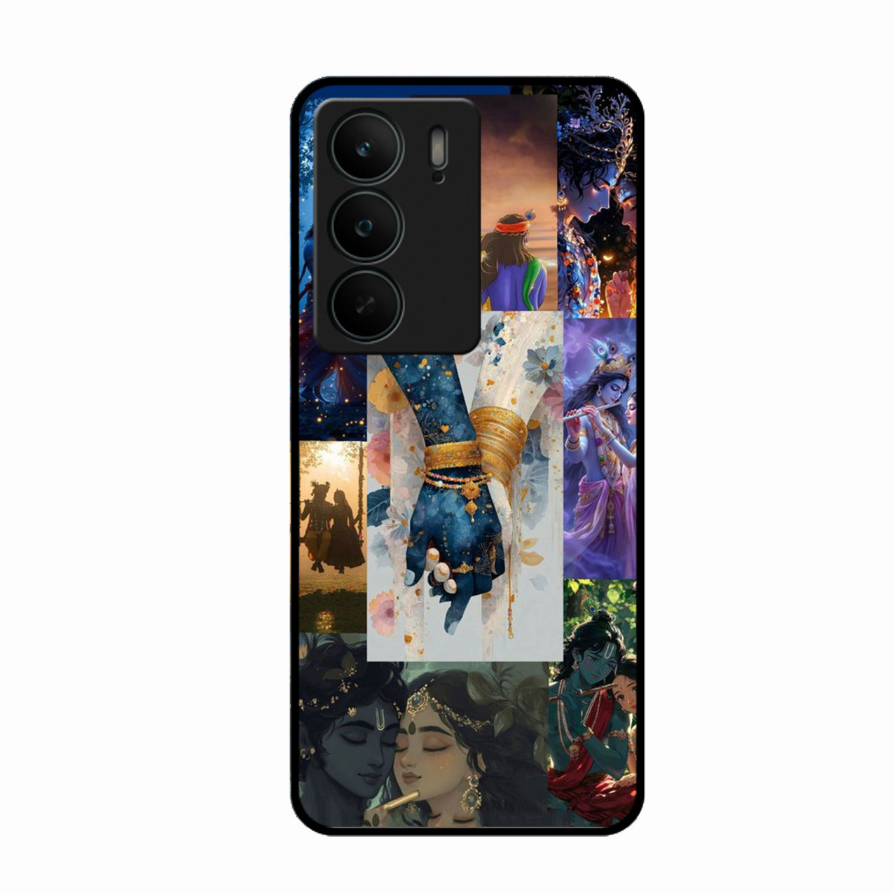 Eternal Radha Krishna Love Glass Phone Case for iPhone 17 Pro