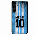 Blue Stripes Number 10 Football Glass Phone Case for Samsung Galaxy S24 Plus 5G