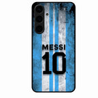Blue Stripes Number 10 Football Glass Phone Case for Samsung Galaxy S24 Plus 5G