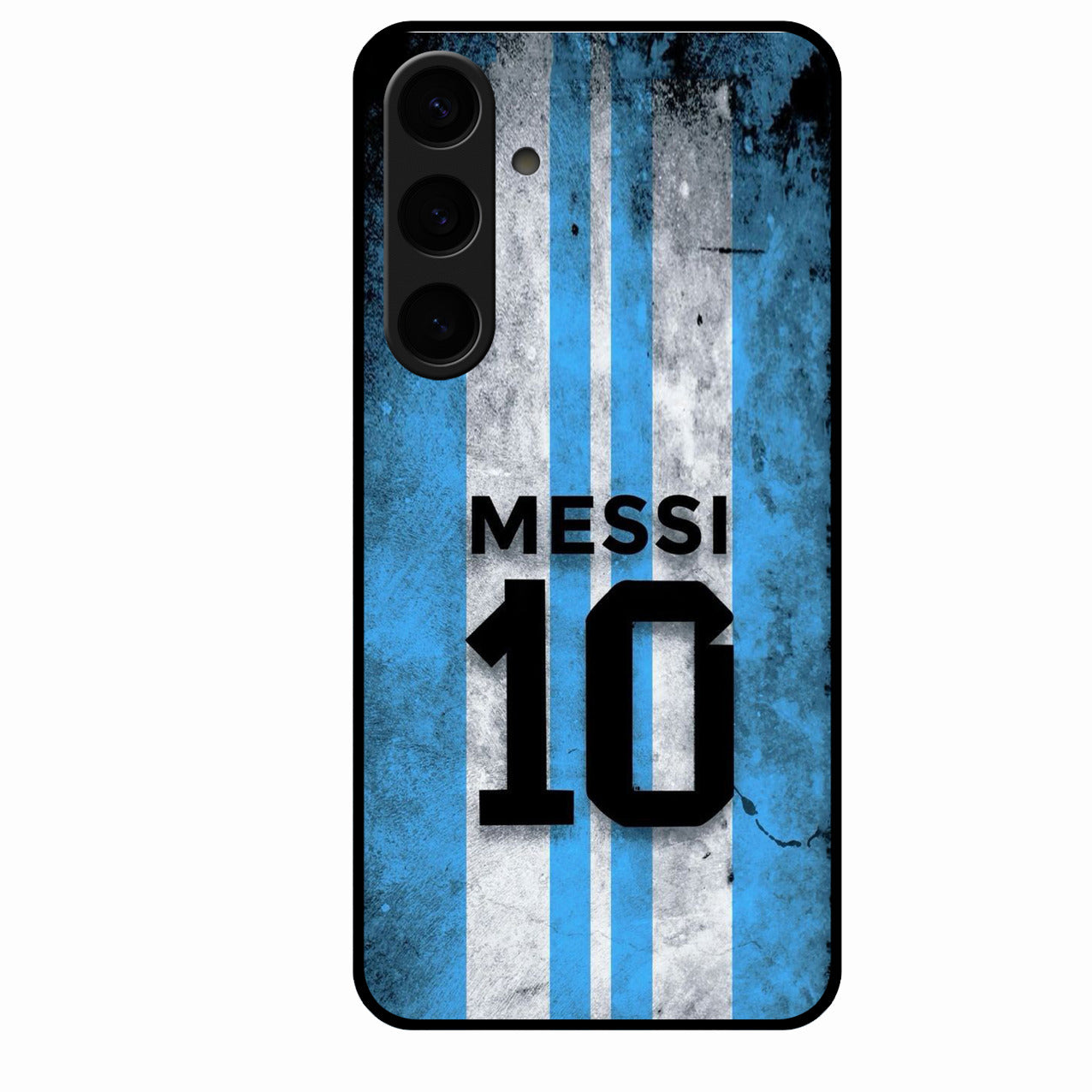 Blue Stripes Number 10 Football Glass Phone Case for Samsung Galaxy S24 Plus 5G
