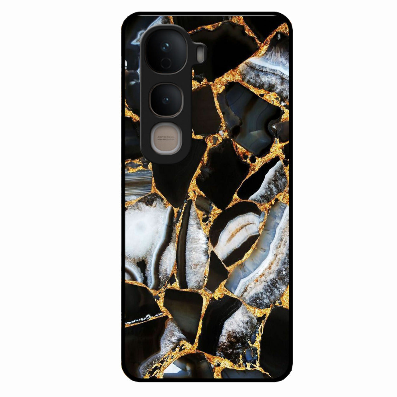Black Gold Marble Glass Phone Case for Vivo Y400 Pro 5G