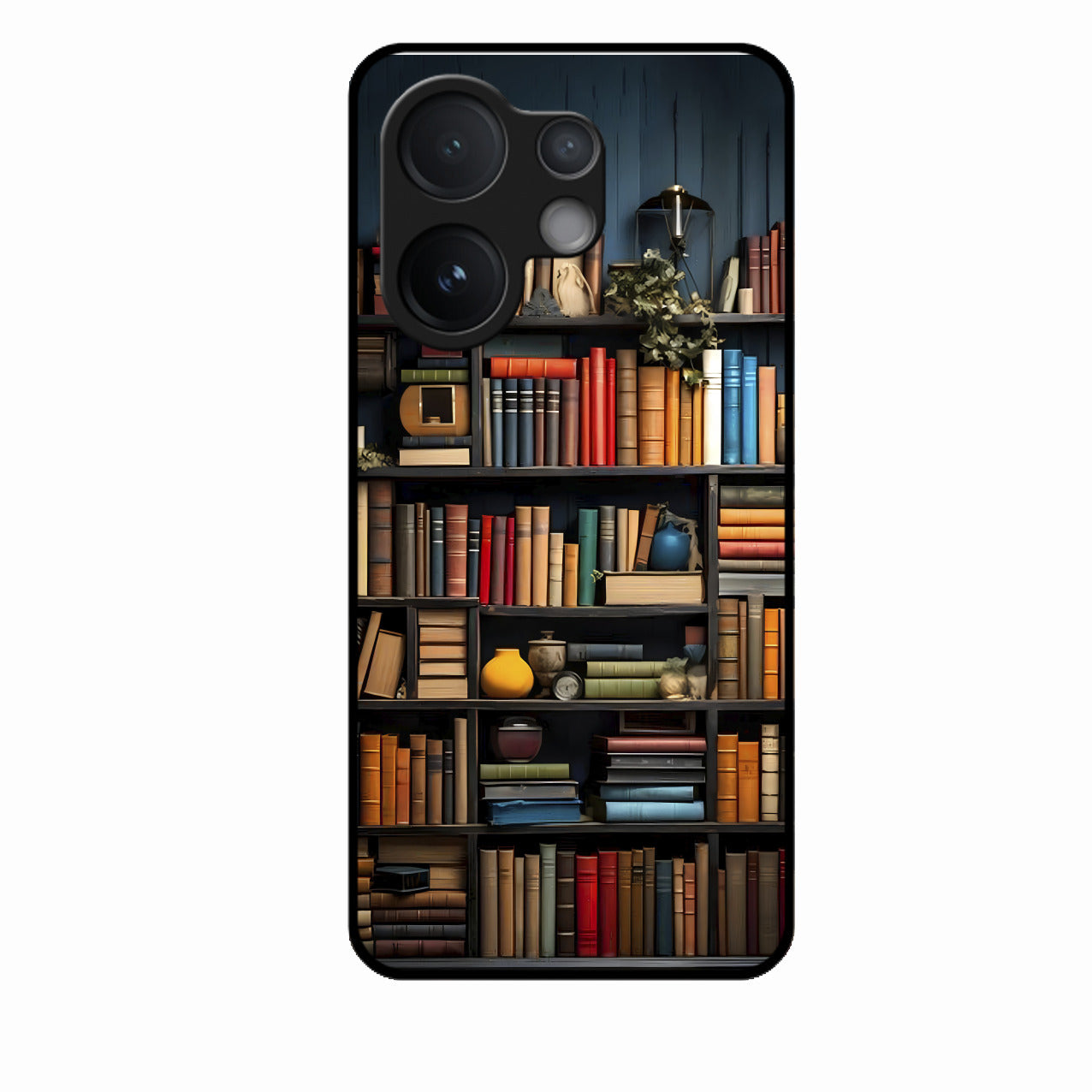 Colorful Bookshelf Art Glass Case Cover for Vivo T4 Pro 5G