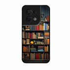 Colorful Bookshelf Art Glass Case Cover for Oppo Reno 8 5G