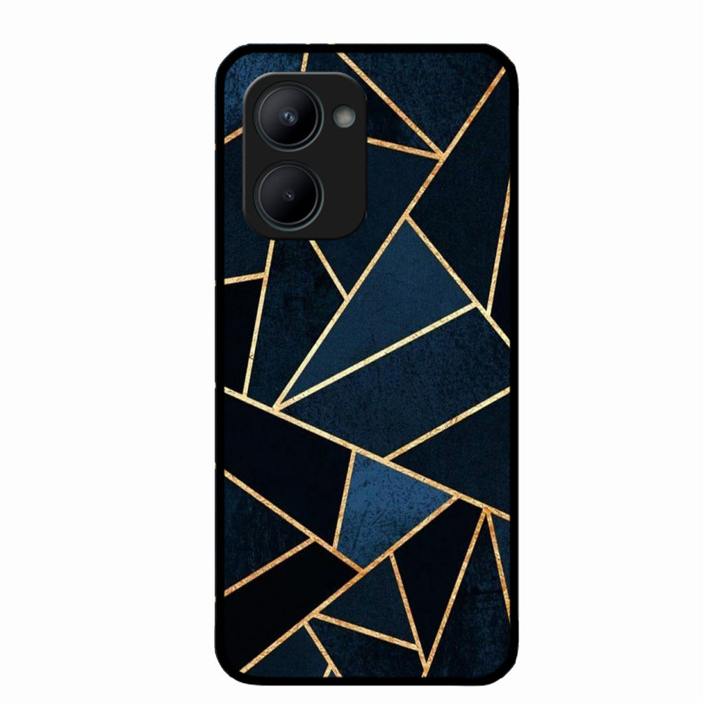 Midnight Gold Geometric Premium Glass Phone Case for Realme C33 2023