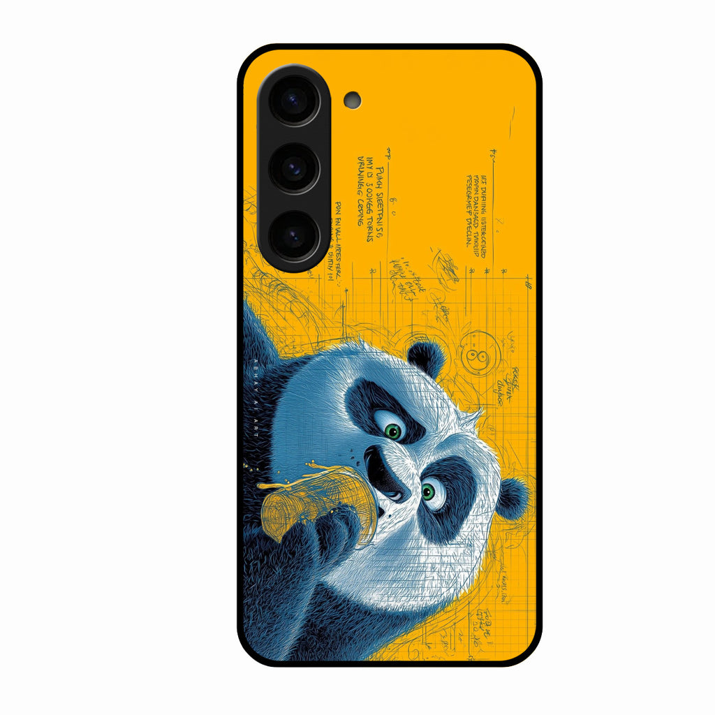Cute Panda Sketch Premium Glass Phone Case for Samsung Galaxy S23 5G