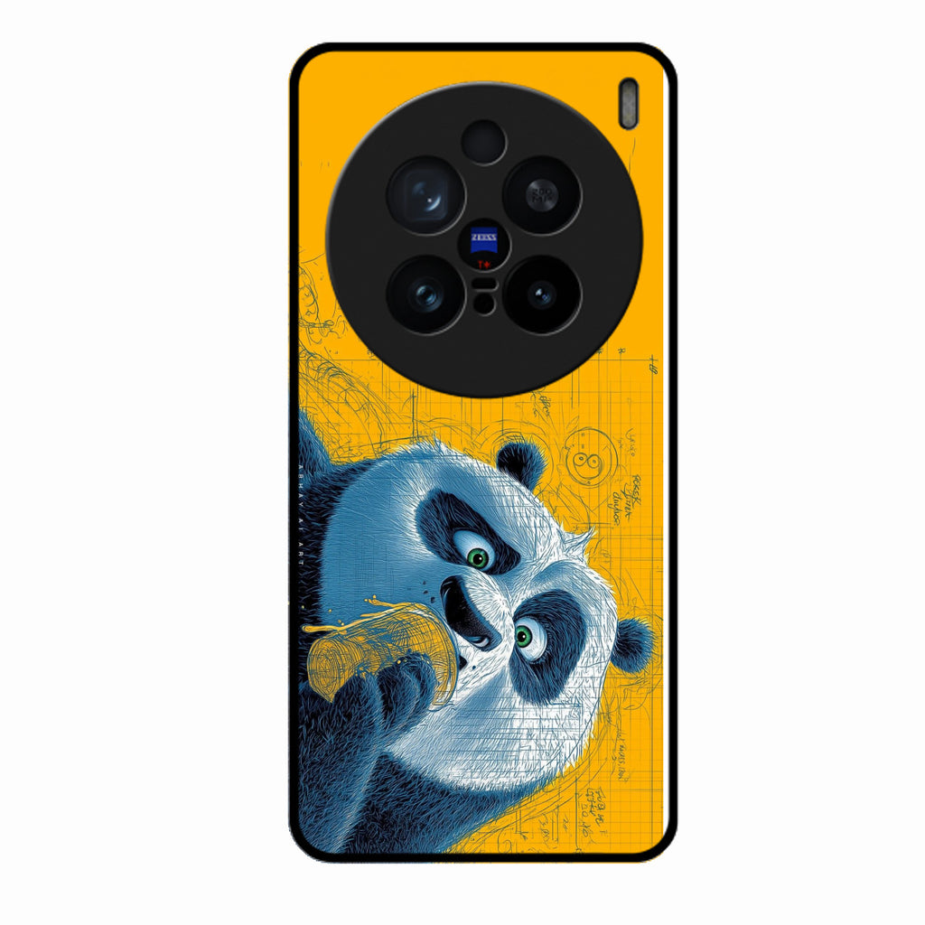 Cute Panda Sketch Premium Glass Phone Case for Vivo X200 Pro 5G