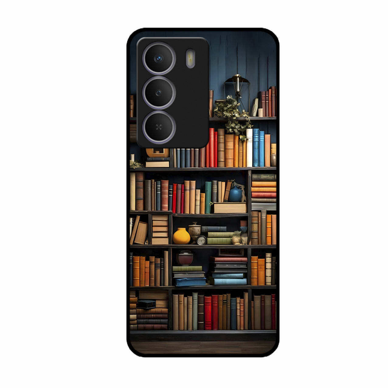 Colorful Bookshelf Art Glass Case Cover for Realme P3 Lite 5G