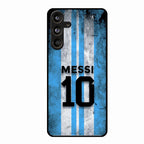 Blue Stripes Number 10 Football Glass Phone Case for Samsung Galaxy M55 5G