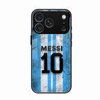 Blue Stripes Number 10 Football Glass Phone Case for iPhone 17 Pro Max