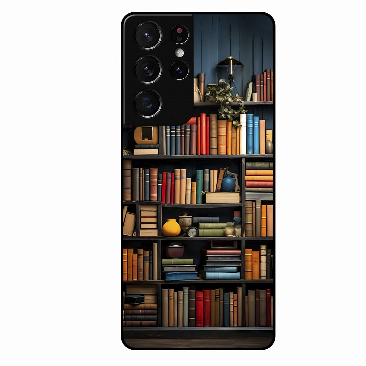 Colorful Bookshelf Art Glass Case Cover for Samsung Galaxy S21 Ultra