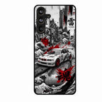 Japanese Wave Drift Racing Premium Glass Phone Case for Samsung Galaxy F55 5G