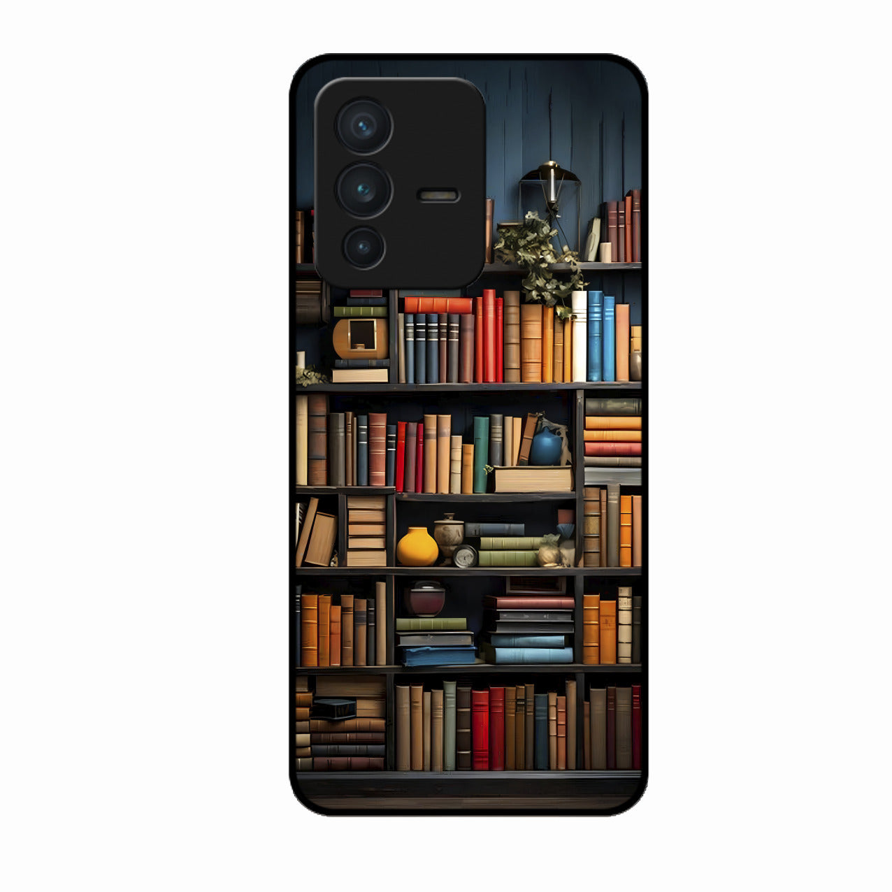 Colorful Bookshelf Art Glass Case Cover for Vivo V23 5G