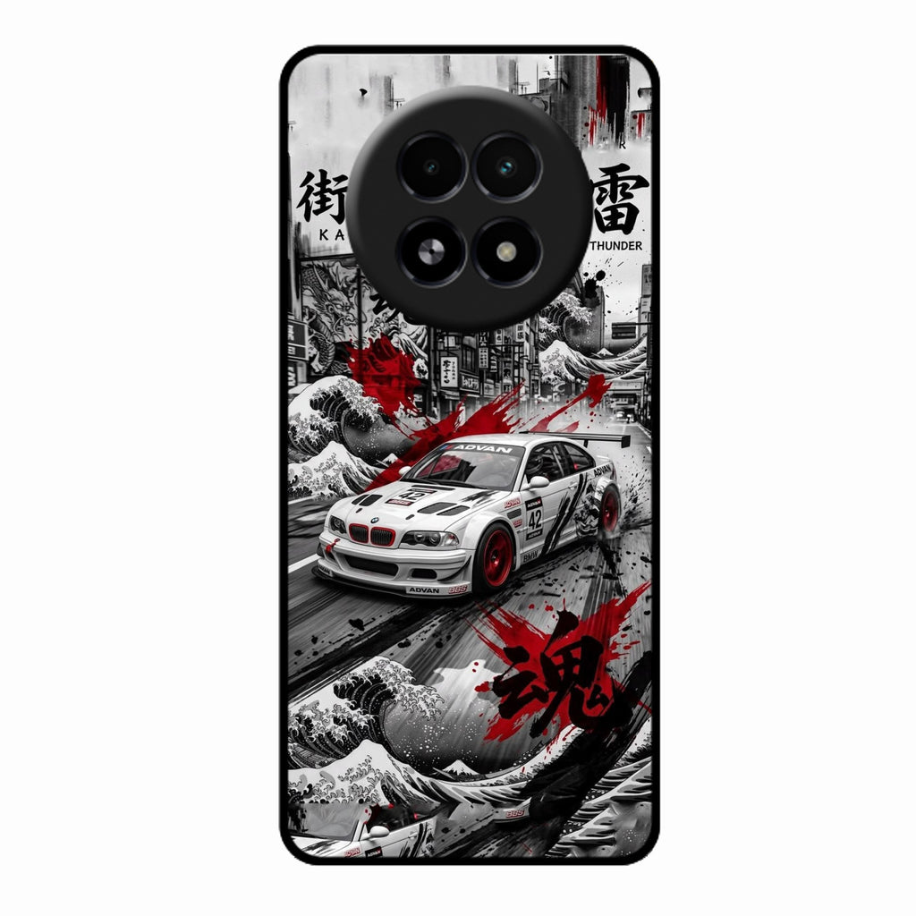 Japanese Wave Drift Racing Premium Glass Phone Case for Realme 13 5G