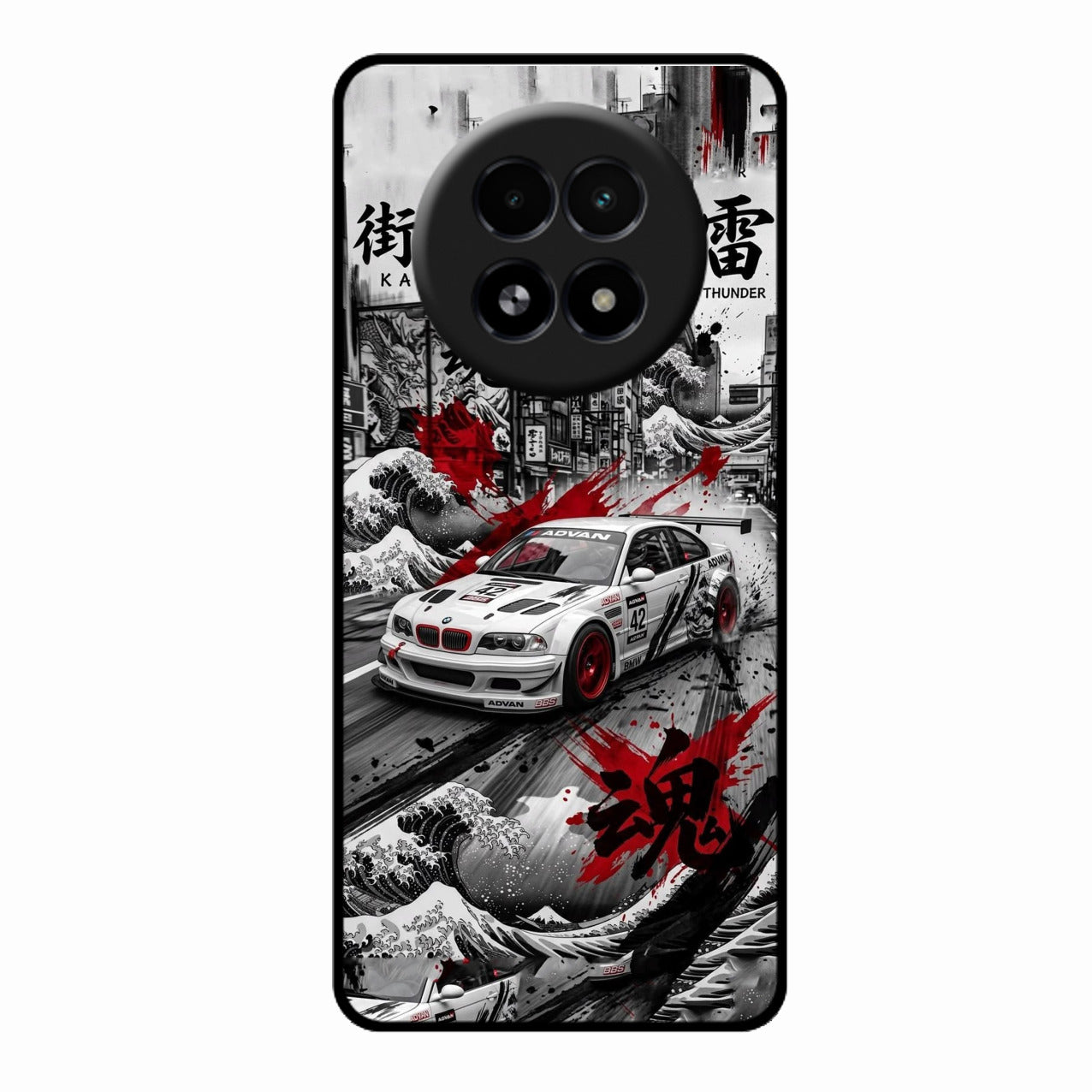 Japanese Wave Drift Racing Premium Glass Phone Case for Realme 13 5G