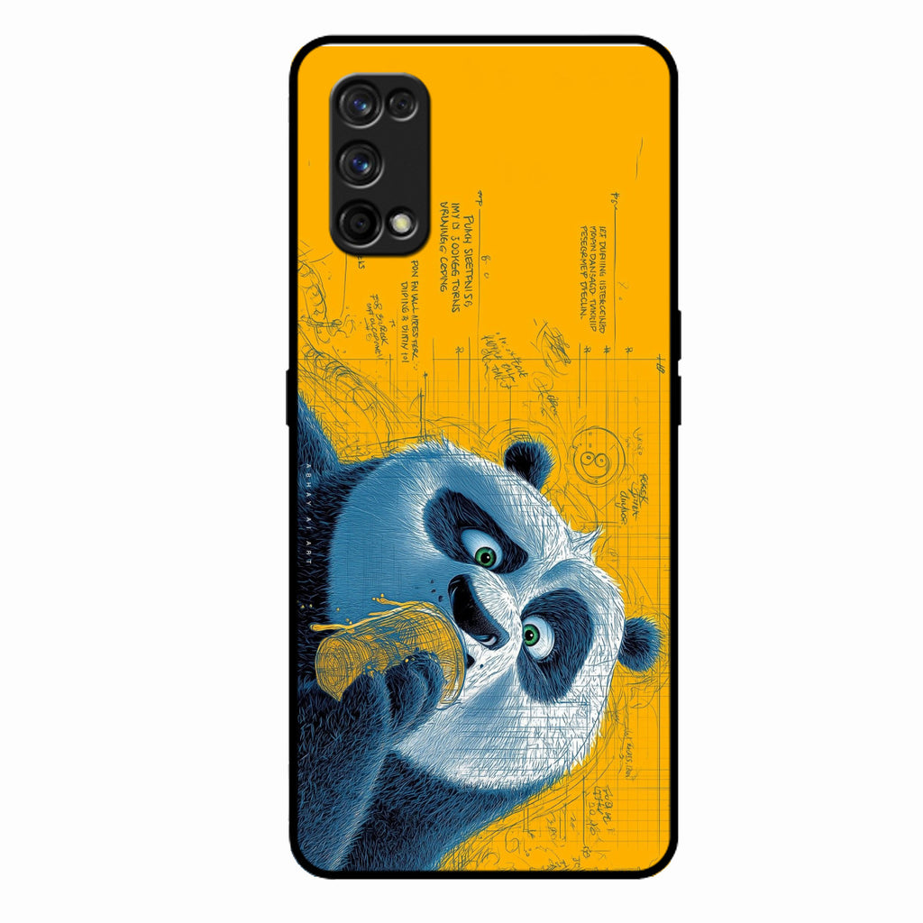 Cute Panda Sketch Premium Glass Phone Case for Realme 7 Pro